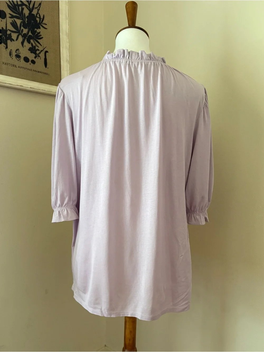 NWT Loft Women's Ruffle Neck Puff Sleeve Top - Lavender